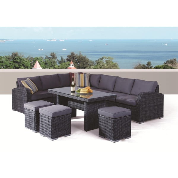 Set da giardino in rattan artificiale grigio per 9 persone Montreal - Rojaplast