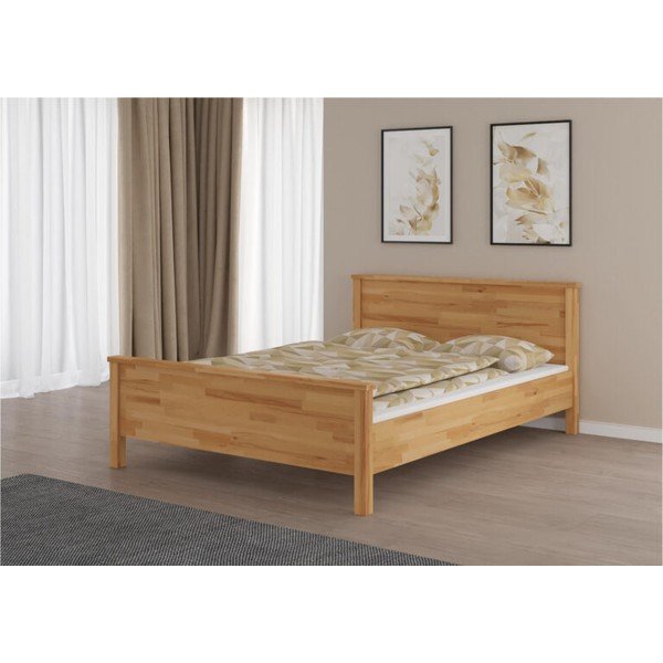 Letto singolo di colore naturale in faggio massiccio 90x200 cm Roma – Olivia Living-image-1