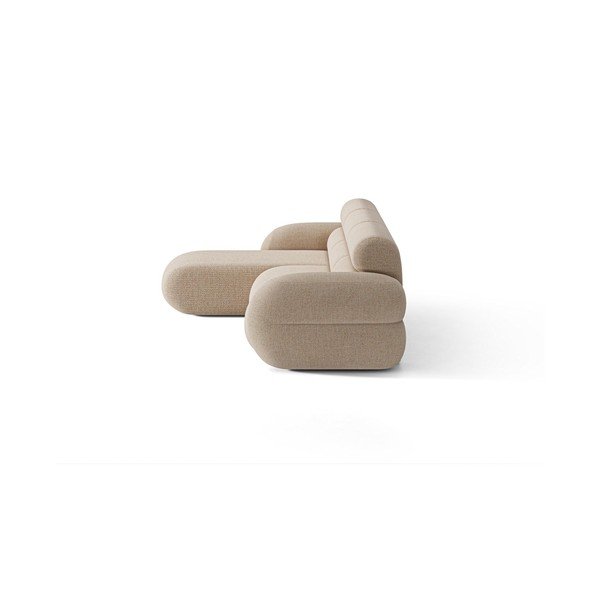 Divano angolare beige (con penisola a sinistra/con chaise lounge) con rivestimento in ciniglia Neo – Micadoni -image-2