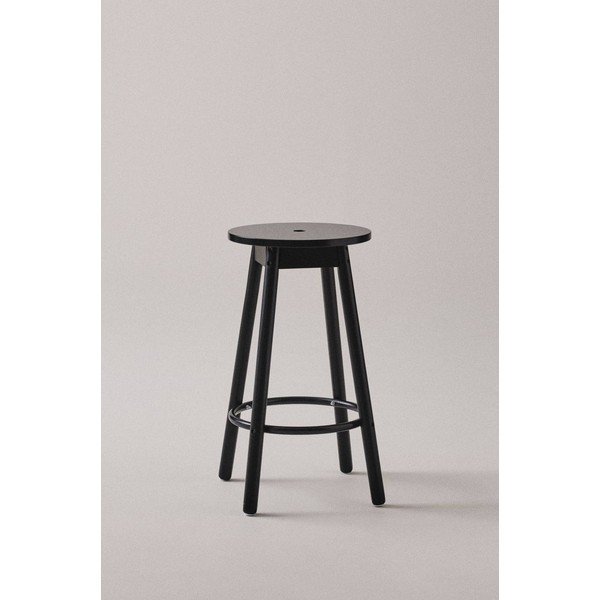 Sedia da bar nera in pino massiccio (altezza della seduta 65 cm) Kinna – Jotex-image-1