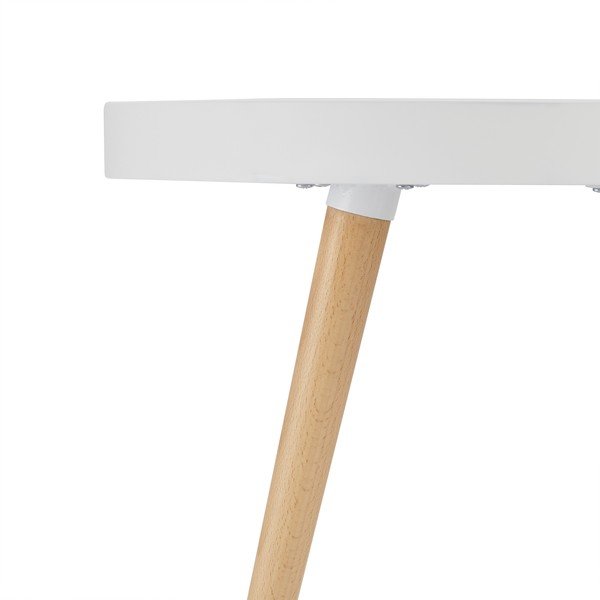 Tavolino bianco con gambe in faggio, Ø 50 cm Opus - Furnhouse-image-2