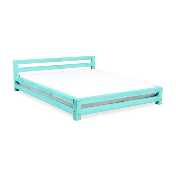 Letto matrimoniale in abete turchese Doppio, 200 x 200 cm - Benlemi