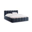 Letto matrimoniale imbottito blu scuro con contenitore con rete inclusa 160x200 cm Lupine – Micadoni 