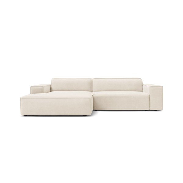 Divano angolare componibile color crema (con penisola a sinistra/con chaise lounge) con rivestimento in velluto Jodie – Micadoni -image-2