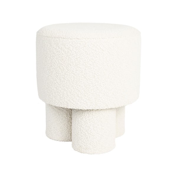 Poggiapiedi bianco con rivestimento in bouclé Marcos – White Label