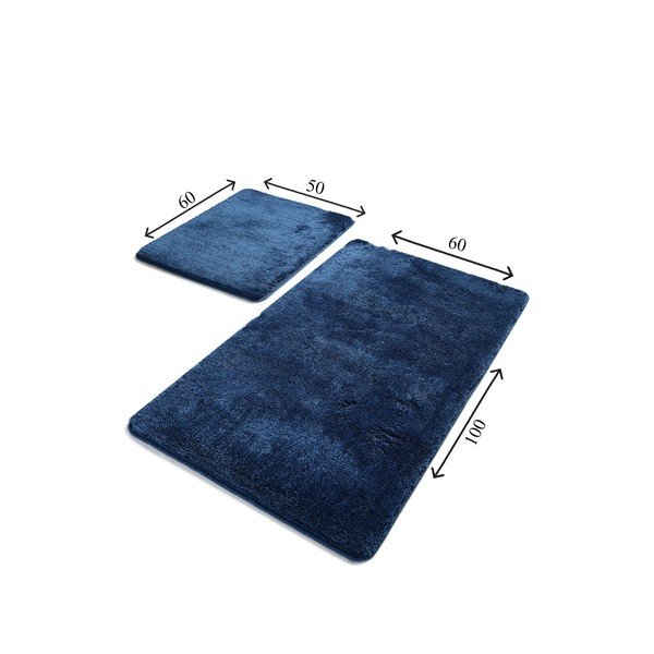 Set di 2 tappeti da bagno rettangolari blu scuro Chilai - Foutastic-image-2