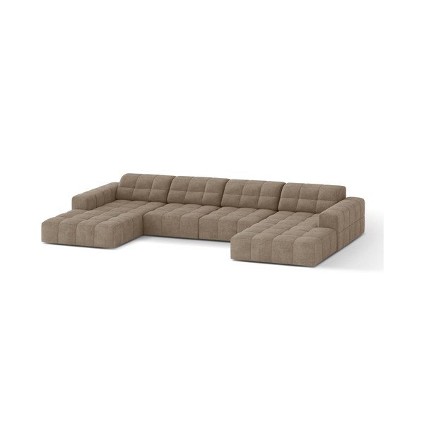 Divano angolare beige (a U) con rivestimento in ciniglia Chicago – Cosmopolitan Design-image-1