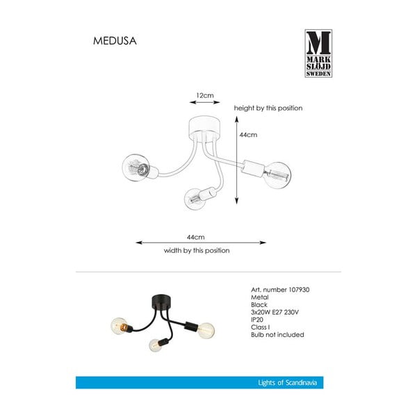Apparecchio da soffitto nero Medua Ceiling 3L Medusa - Markslöjd-image-1