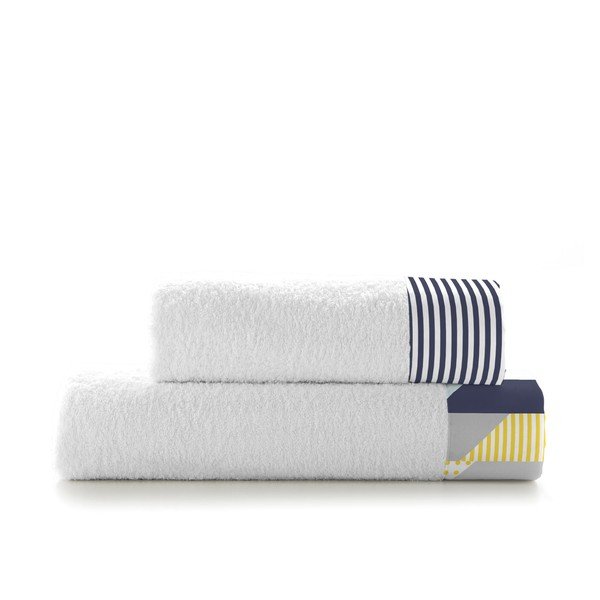 Set di 2 asciugamani in cotone Geo - Blanc-image-2