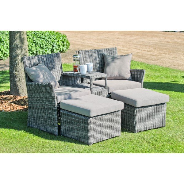 Set da giardino in rattan artificiale grigio 2 posti Calgary - Garden Pleasure-image-1