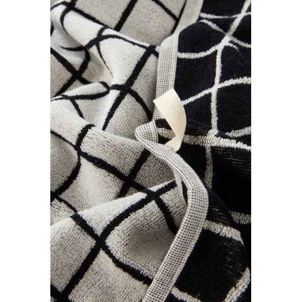 Asciugamano nero/beige in cotone 90x150 cm Grid – Jotex-image-3