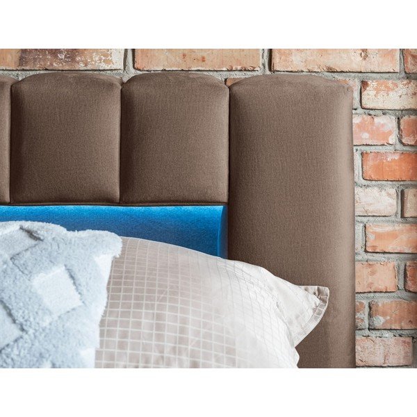 Letto matrimoniale imbottito marrone chiaro con contenitore con rete inclusa 160x200 cm Lamica – ELTAP-image-4