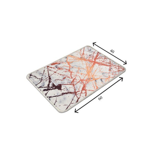 Tappeto da bagno bianco e arancione con motivo in marmo Chilai Marble, 60 x 40 cm - Foutastic-image-2