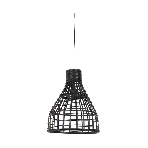 Lampada da soffitto nera con paralume in rattan ø 34 cm Puerto - Light & Living
