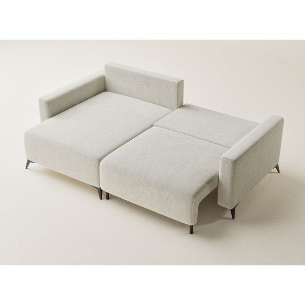 Divano angolare color crema allungabile/con contenitore (con penisola a sinistra/con chaise lounge) con rivestimento in ciniglia Leon – Maison de Rêve-image-3