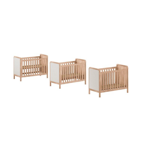 Lettino di colore naturale con altezza regolabile 60x120 cm Woods – Vipack-image-2