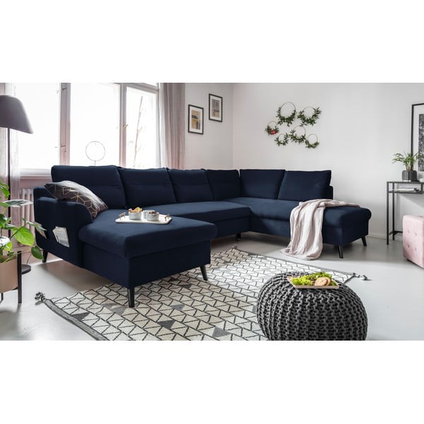 Divano letto a U blu scuro, angolo destro Stylish Stan - Miuform-image-3