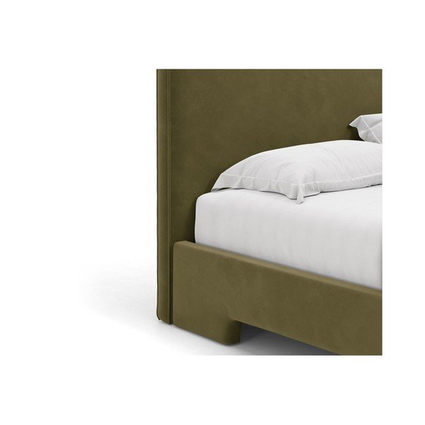 Letto matrimoniale imbottito verde chiaro con rete inclusa 160x200 cm Eda – Micadoni -image-4