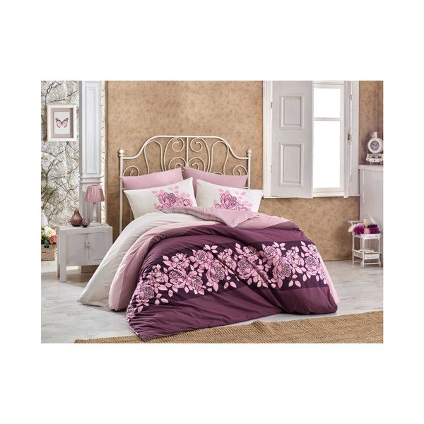 Lenzuolo matrimoniale in cotone Mantina Garnet, 200 x 220 cm - Mijolnir