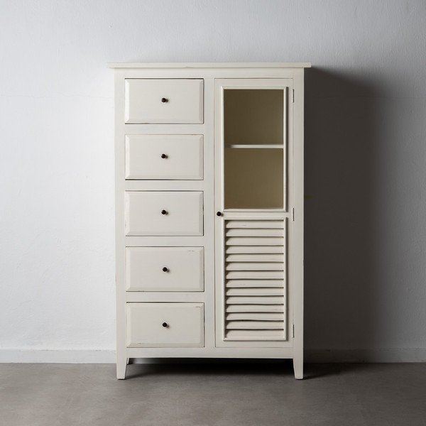Cassettiera alta bianca in legno massiccio 95x150 cm Luanco - Ixia-image-3