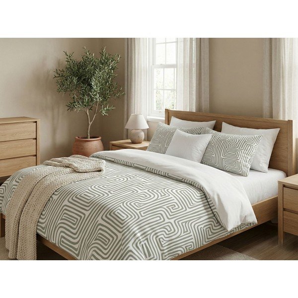 Set copripiumino e federa color salvia per letto singolo 200x140 cm Maze – Mijolnir