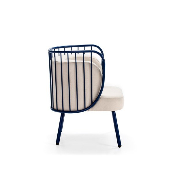 Poltrona in metallo blu con rivestimento bianco Nabi - Teulat-image-3