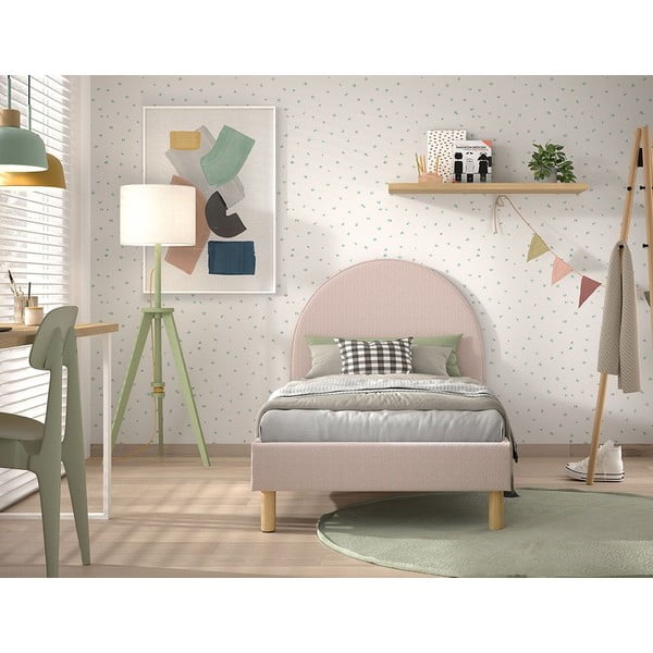 Letto singolo imbottito rosa con griglia 90x200 cm MOON - Vipack-image-3