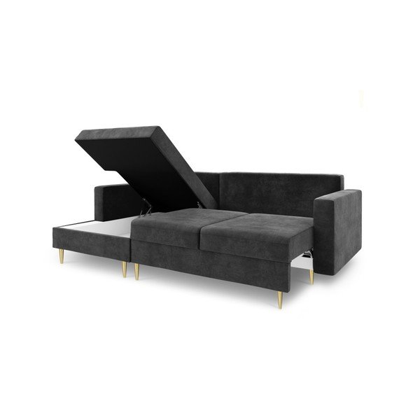 Divano letto grigio scuro con contenitore Muguet, angolo sinistro - Mazzini Sofas-image-2