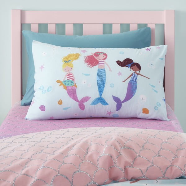 Set copripiumino e federa da bambini blu per letto matrimoniale 200x200 cm Mermaid – Catherine Lansfield-image-3