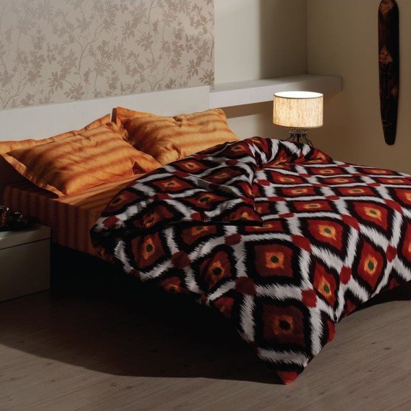 Sada povlečení a prostěradla Ikat Brown, 200x220 cm