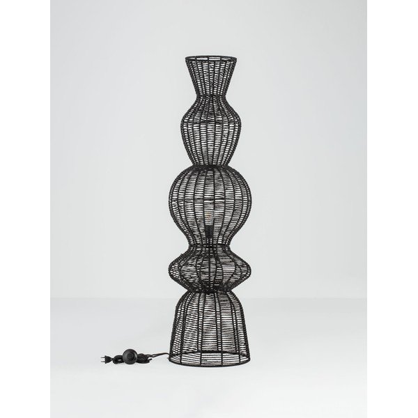 Lampada da terra nera opaca con rivestimento in corda (altezza totale 136 cm) Breena – Nova Luce-image-3