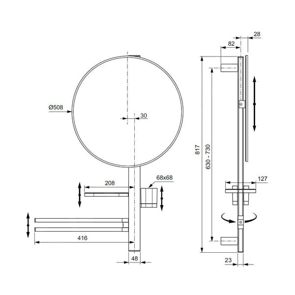 Specchio da parete con ripiano /con appendino ø 51 cm ALU+ – Ideal Standard-image-4