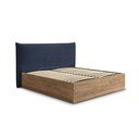 Letto matrimoniale imbottito/in truciolato blu imbottito con contenitore con rete inclusa 160x200 cm Charlie – Bobochic Paris