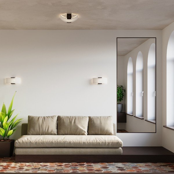 Lampada da soffitto bianca con paralume in vetro 33x30 cm Eva - Sollux-image-4