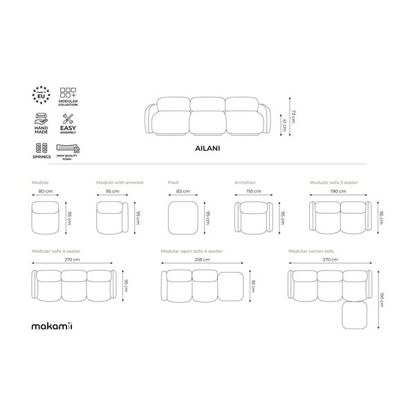 Poggiapiedi componibile color crema con rivestimento in bouclé Ailani – Makamii-image-4
