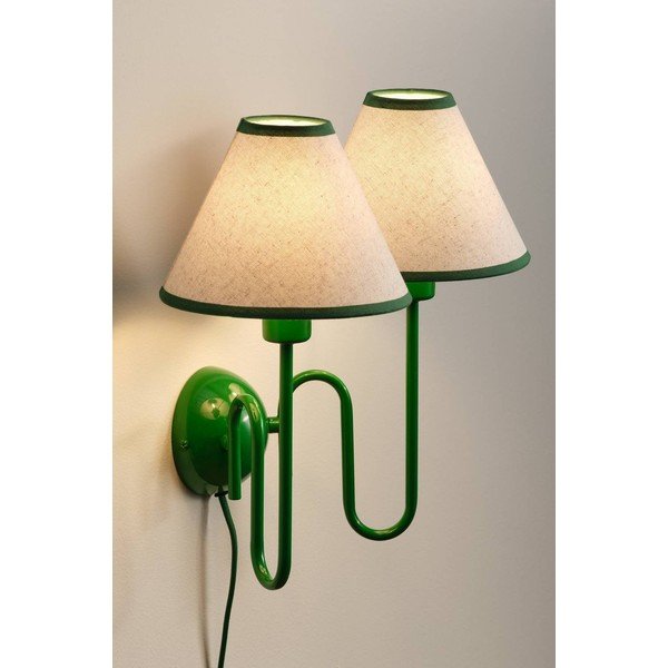 Lampada da parete verde/beige in lino con alimentazione a corrente Juliet – Jotex-image-1