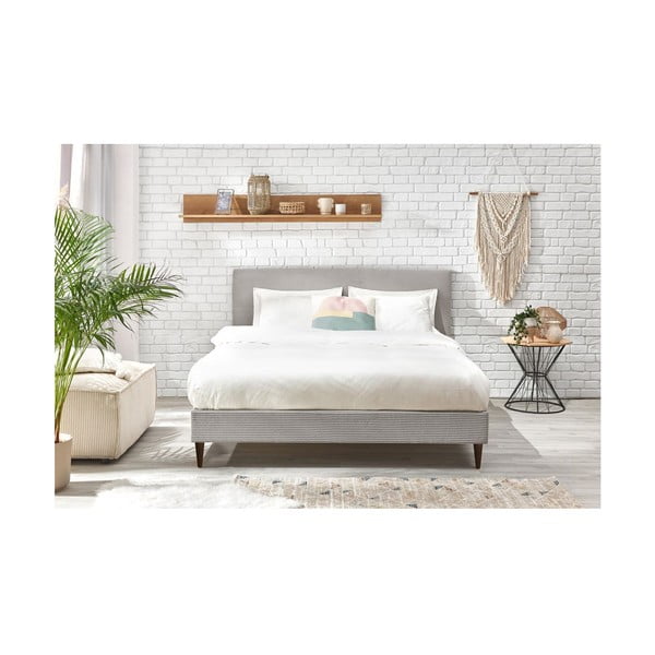 Letto matrimoniale imbottito grigio chiaro con griglia 180x200 cm Anja - Bobochic Paris-image-4