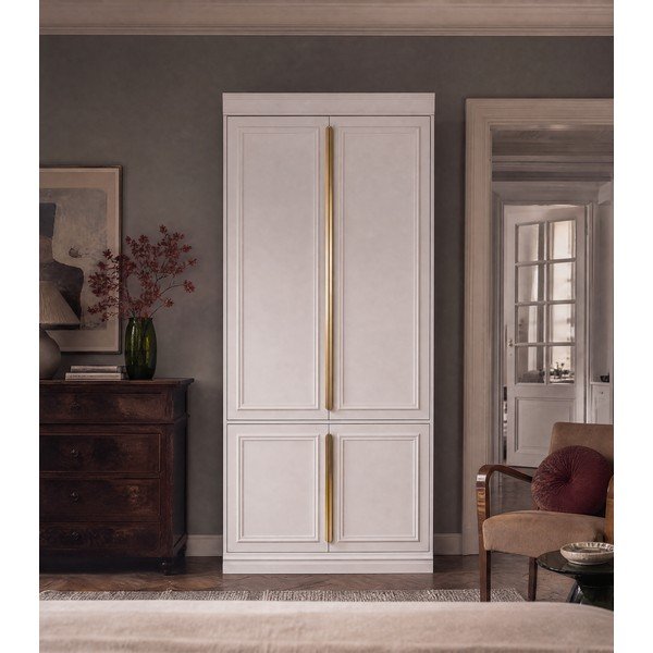 Armadio grigio chiaro in pino massiccio 110x215x44 cm Organize – WOOOD-image-3