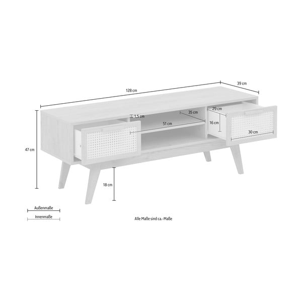 Mobile TV in rovere naturale 128x47 cm Bridget - Støraa-image-4