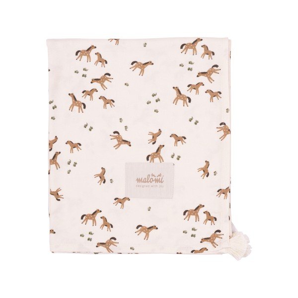 Coperta per neonati in bambù crema 120x120 cm Free Horses - Malomi Kids