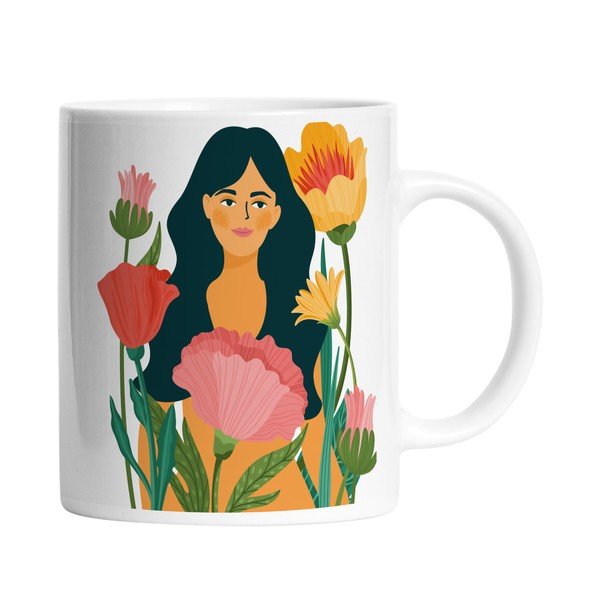 Tazza in ceramica bianca, 330 ml Flower Or Woman - Butter Kings