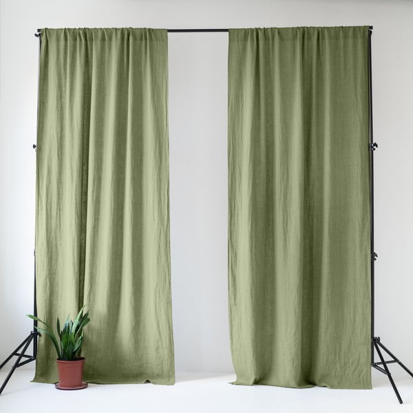 Tenda verde chiaro in lino 140x300 cm Sage – Linen Tales
