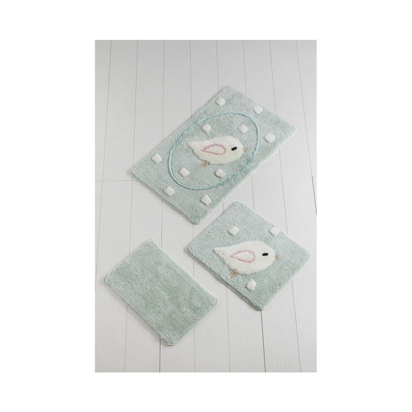 Set di 3 tappetini da bagno blu Birdie - Foutastic