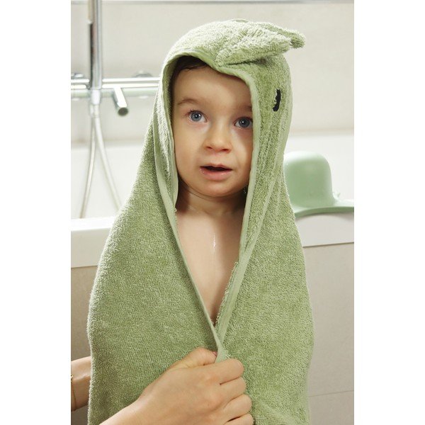 Asciugamano per neonato in cotone verde con cappuccio 75x75 cm Dinosaur - Kindsgut-image-4