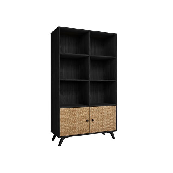 Libreria nera in legno esotico 92x160 cm Hanoi - Marckeric-image-2
