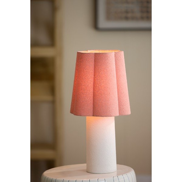 Lampada da tavolo color salmone/color crema con paralume in tessuto (altezza totale 50 cm) Musaby – Light & Living-image-1
