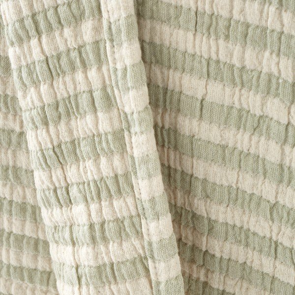 Coperta verde in cotone 150x200 cm Cotton Muslin Stripe – Bianca-image-3
