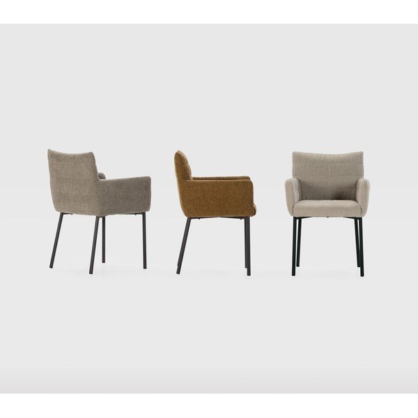 Sedia da pranzo beige imbottito con braccioli Naomi – MOME-image-1