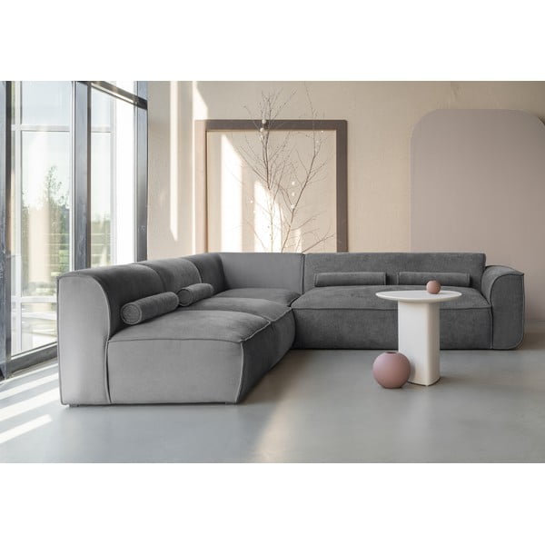 Divano angolare componibile grigio (con penisola a sinistra) Flex Felix – Miuform-image-1