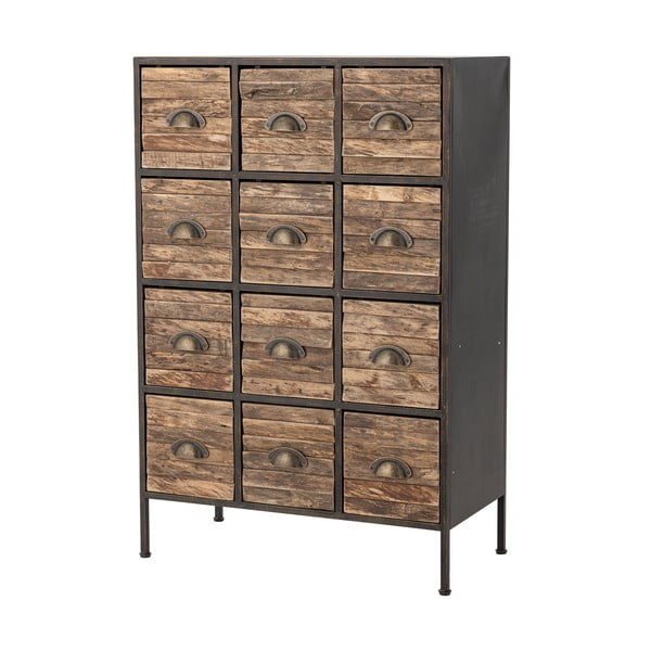 Cassettiera in metallo nero-marrone 60,5x92x33,5 cm Matteo - Bloomingville-image-4